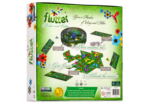 Board game box for 'Flutter' on a white background